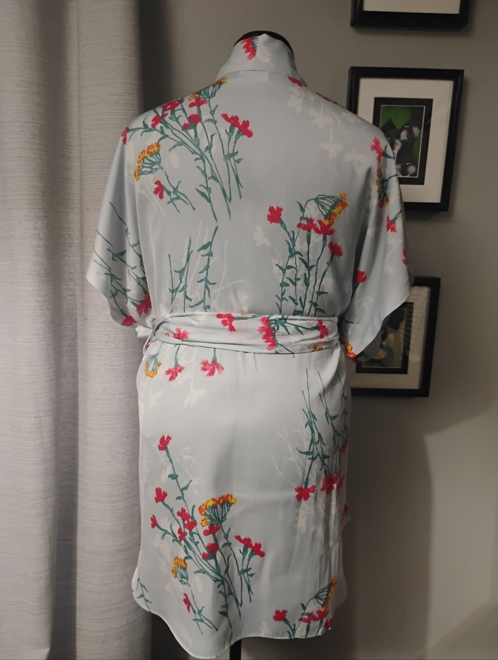 Josie Natori Meadow Robe Wrap  Loungewear Silver Blue Sz L NWT - Picture 7 of 8